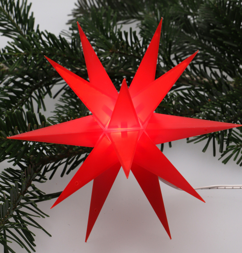 Baltasar LED mini stars for indoors and outdoors - red/complete set with 230 V transformer - 18x18x18 cm 