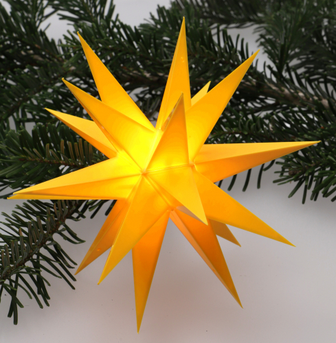 LED mini stars Baltasar for indoors and outdoors - yellow/extension set without transformer - 18x18x18 cm 