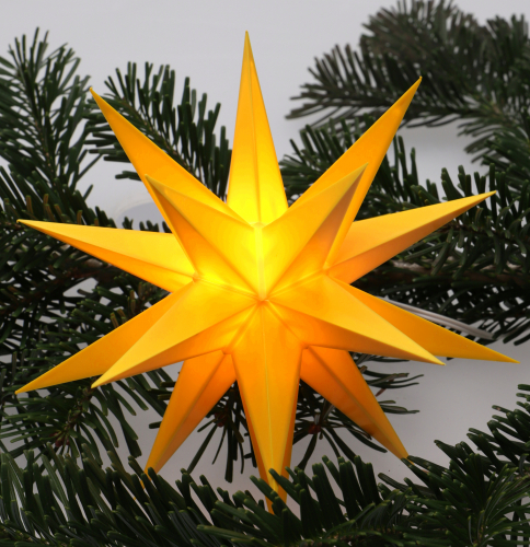 Baltasar LED mini stars for indoors and outdoors - yellow/complete set with battery box 3xAA, 4.5 V - 18x18x18 cm 