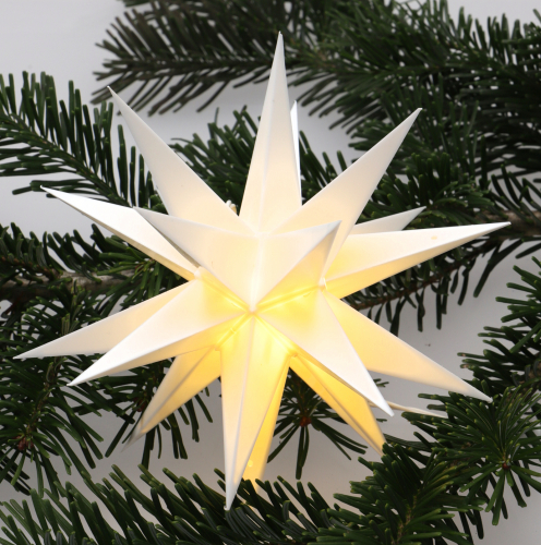 Baltasar LED mini stars for indoors and outdoors - white/complete set with battery box, 3xAA, 4.5 V - 18x18x18 cm 