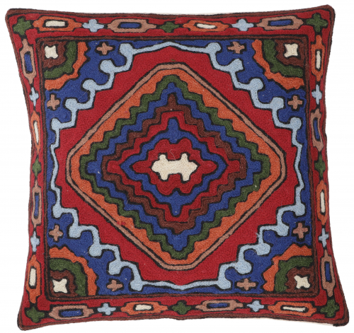 Kilim cushion cover `Cashmere`, embroidered cushion cover, decorative cushion made of wool - pattern 8 - 40x40x1 cm 