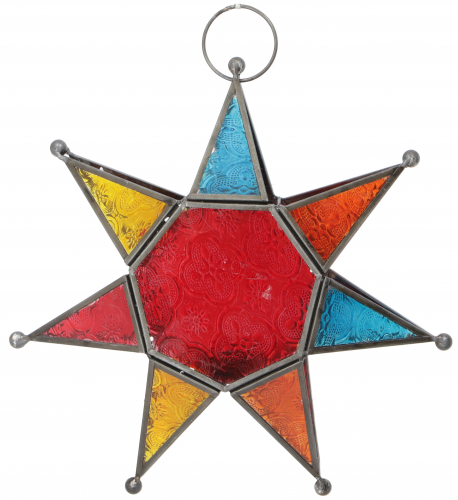 Orientalischer Glas Stern in marrokanischem Design, Glas Laterne, Windlicht - Modell 1 - 25x25x7 cm 