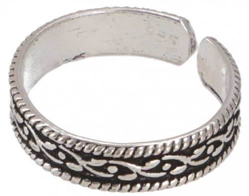 Zehenring aus Silber, indischer Zehenring, offener Ring - Meander 4 - 0,8 cm Ø1,5 cm
