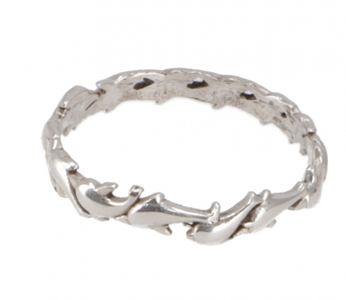 Delicate silver ring with dolphin meander - 0,2 cm