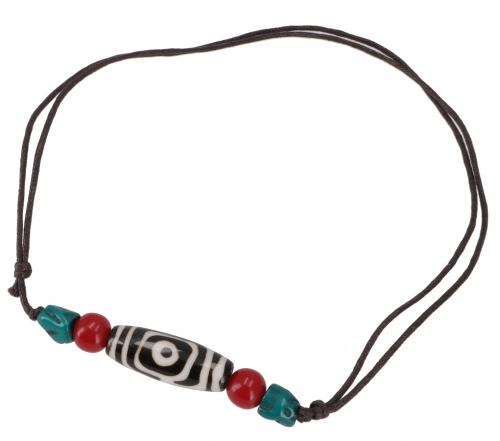 Ethno Amulet, tibetische Halskette mit Dzi Steinen, Tibetschmuck - Modell 2