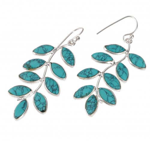 Boho silver earrings from India silver earrings Bollywood - turquoise - 5x2 cm