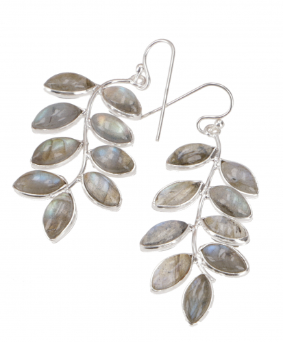Boho silver earrings from India Silver earrings Bollywood - Labradorite - 5x2 cm