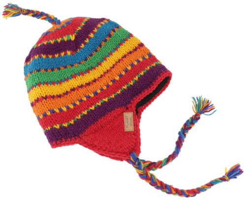Wool hat with earflaps, Norwegian cap, winter hat - rainbow 1