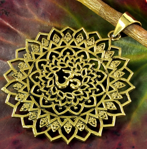 Mandala Om amulet - brass pendant 3 cm