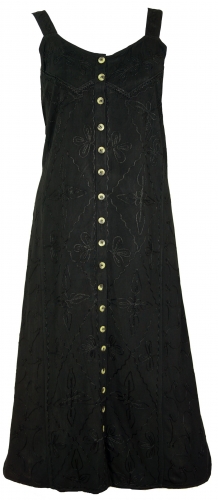Embroidered boho summer dress, Indian hippie strap dress, black - Design 14