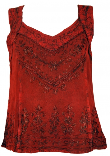 Embroidered Indian hippie top, short boho-chic blouse - red