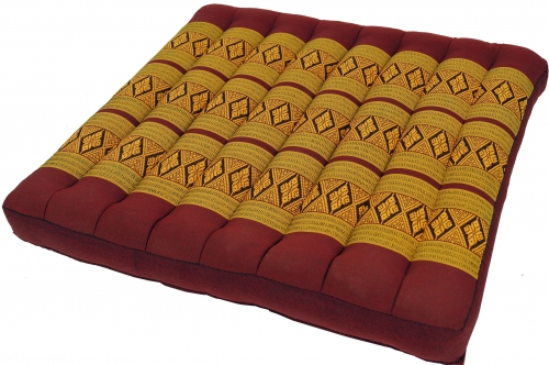 Seat cushion, floor cushion, floor matThai, made of kapok, 50*50 cm - wine red
