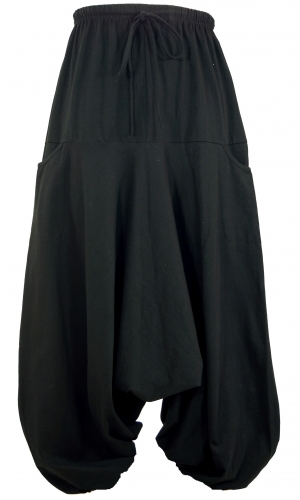 Harem pants harem pants, unisex bloomers, aladdin pants with very long leg - black