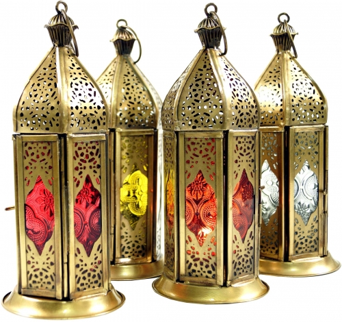 Orientalische Metall/Glas Laterne in marrokanischem Design, Vintage Windlicht - 20x8x8 cm 