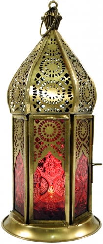 Orientalische Metall/Glas Laterne in marrokanischem Design, Windlicht - 21x9,5x9,5 cm 