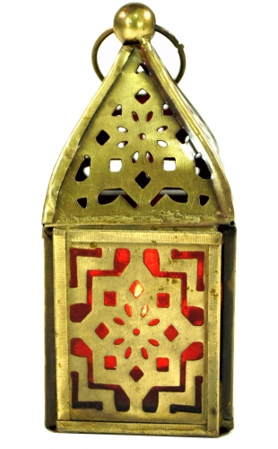 Oriental metal/glass lantern in Moroccan design, wind light - 12x5x5 cm 