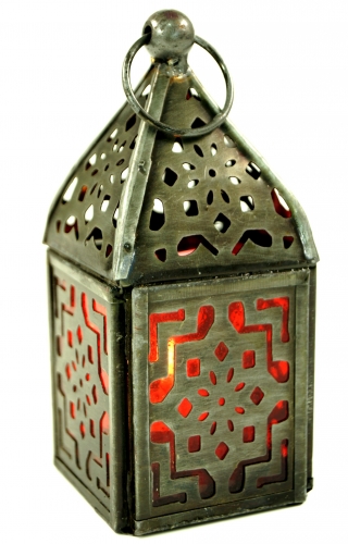 Oriental metal/glass lantern in Moroccan design, wind light - 12x5,5x5,5 cm 