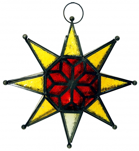 Orientalischer Glas Stern in marrokanischem Design, Glas Laterne, Windlicht - Modell 2 - 30x30x5 cm 