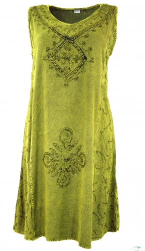 Besticktes Boho Sommerkleid, Midikleid,  indisches Hippie Kleid in 7/8 Lnge, lemon - Design 10a