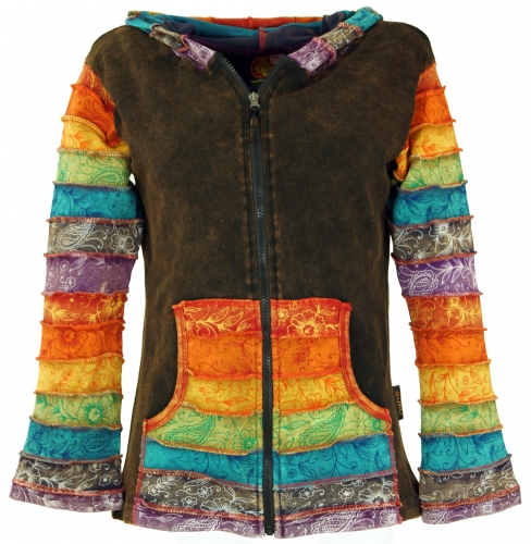 Patchwork stonewash rainbow jacket pointed hood, Goa jacket - Model 5