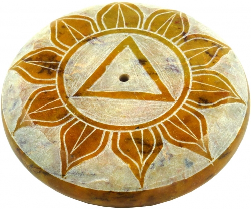 Indischer Rucherstbchenhalter  5,5 cm aus Speckstein, Chakra Rucherstbchenhalter  5,5 cm - Manipura