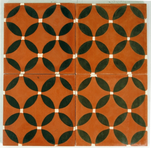 Cement tile set, ornament of 4 tiles, brown - Design 7 - 1,5x40x40 cm 