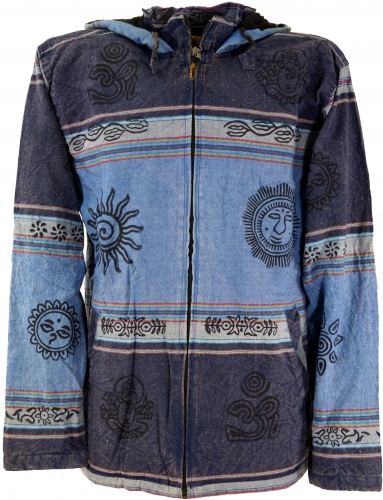 Goa jacket, ethno hooded jacket - blue