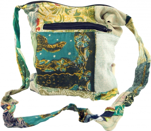 Boho shoulder bag, patchwork bag - green - 25x23x15 cm 