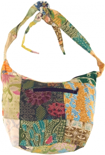 Patchwork batik bag, sadhu bag, hippie bag, shoulder bag - green - 25x35x5 cm 