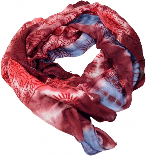 Batik scarf, Benares Lungi, Batik scarf - wine red - 160x60 cm