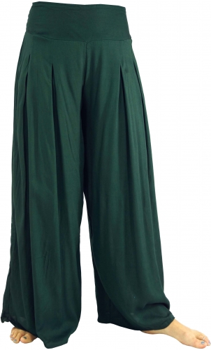 Boho culottes, wide summer pants - fir green