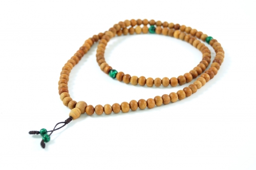 Tibetische Gebetskette, Buddhistische Mala Halskette, Holzperlen Mala mit Trkisen - Modell 20 - 80 cm