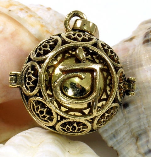 Angel caller, golden singing ball necklace pendant - model 3 - 4,5 cm 2,2 cm