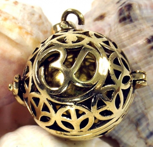 Angel caller, golden sound ball pendant - model 5 - 4,5 cm 2,2 cm