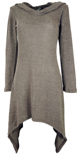 Pixi dress with hood, fine knit elf sweater - cappuccino