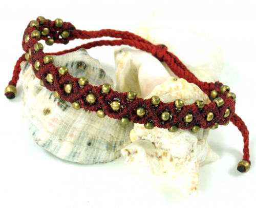 Ethno bead bracelet, macram bracelet - red