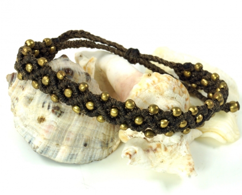 Ethno bead bracelet, macram bracelet - brown