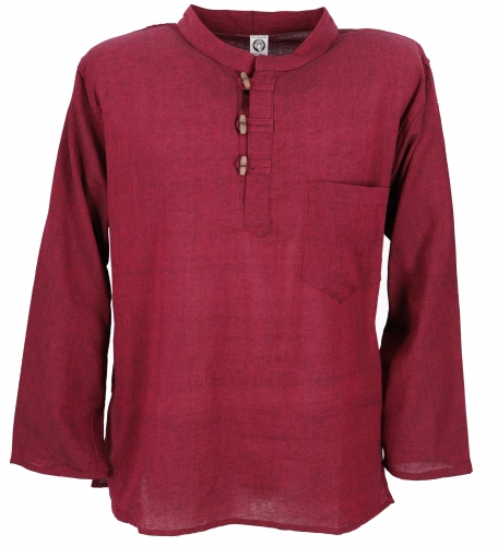 Nepal Fischerhemd, Goa Hippie Hemd, Yogahemd, Freizeithemd - weinrot