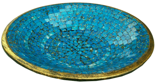 Runde Mosaikschale, Untersetzer, Dekoschale, handgearbeitete Keramik & Glas Obst Schale - Design 19