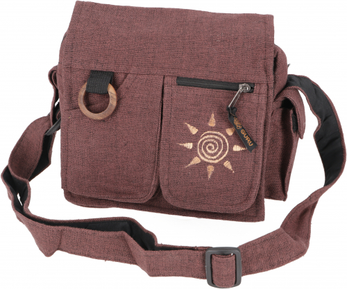 Boho shoulder bag, hippie bag sun, vintage shoulder bag - sun/brown - 23x25x7 cm 
