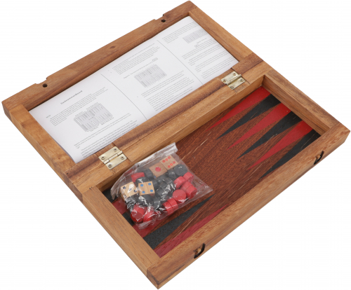 Brettspiel, Gesellschaftsspiel aus Holz - Dame und Back-Gammon - 5x30x15 cm 