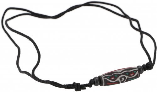 Ethnic amulet, Tibetan necklace with engraved stone, Tibetan jewelry - Buddha eyes