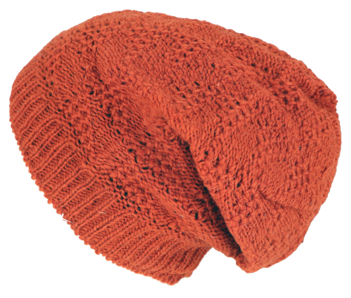 Hand-knitted wool hat, knitted hat made of virgin wool, winter hat - rust orange