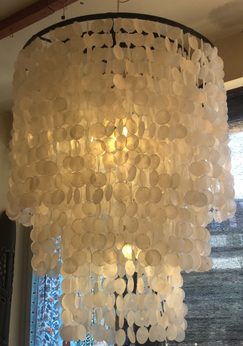 Ceiling lamp/ceiling light, shell light made from hundreds of Capiz, mother-of-pearl plates - Salome model - 100x80x80 cm 