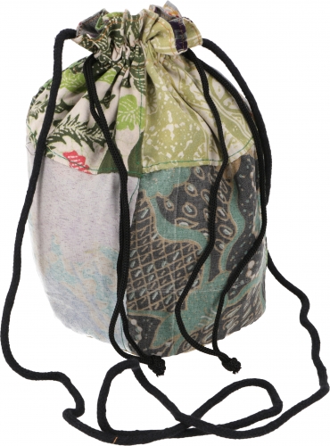 Patchwork bag, batik patchwork bag ethno - green - 20x15x15 cm  15 cm
