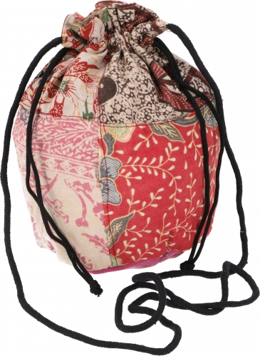 Patchwork bag, batik patchwork bag ethno - pink/red - 20x15x15 cm 