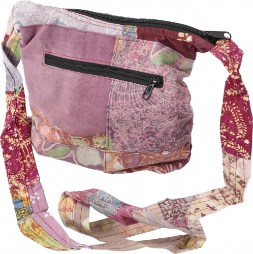 Boho shoulder bag, patchwork bag - pink/red - 25x23x5 cm 