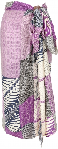Bali sarong, wall hanging, wrap skirt, sarong dress patchwork print - purple - 160x120 cm