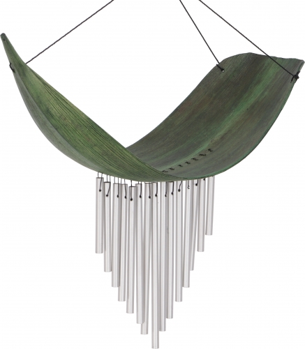Aluminum sound chime, exotic wind chime - palm leaf green - 30x40x10 cm 