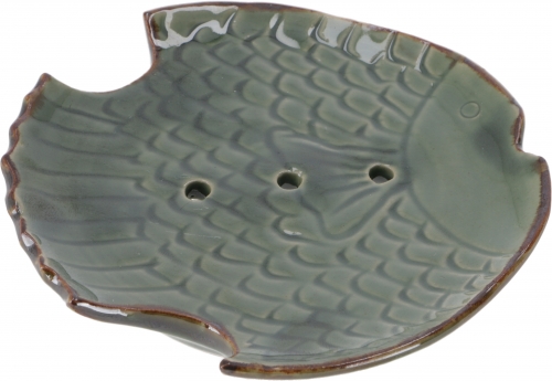Exotische Keramik Seifenschale - Fisch/grn - 2x12x12 cm 